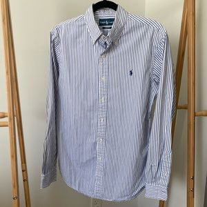Men's Ralph Lauren Blue White Slim Fit Button Down Shirt
